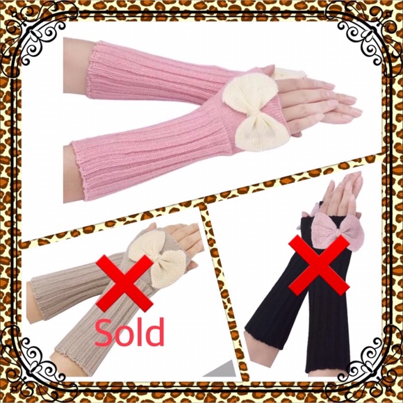Accessories - Winter warm bowknot knitting fingerless gloves